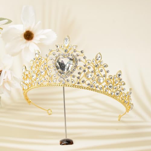 S SNUOY Tiaras and Crowns for Women Crystal Queen Crowns Rhinestone Princess Tiaras Hair Accessories for Bridal Birthday Prom Party - April Birthstone