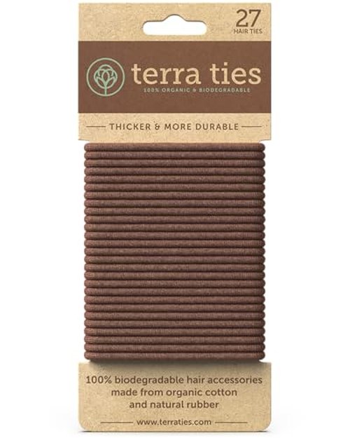 BIODEGRADABLE Elastic Hair Ties for Women & Men - Organic No Crease Black Hair Tie Ponytail Holders and Hairties for Buns - Plastic Free Hairbands for Women and Mens Hair - 5mm (27 count)