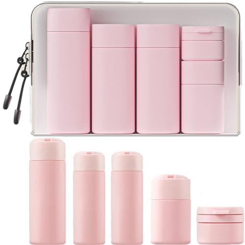 cirea Travel Bottles Set - TSA Approved Leak Proof Squeezable Containers for Toiletries, Conditioner, Shampoo, Lotion & Body Wash Accessories (pink)