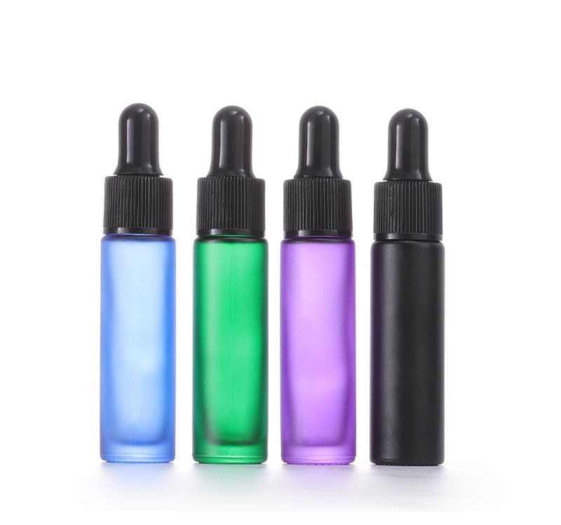 YORROR 10 Pcs 10ml Frosted Black Glass Essential Oil Dropper Bottle,Empty Refillable Dropper Bottle With Glass Eye Dropper for Massage Oils,Aromatherapy,Perfume,Cosmetic Liquid