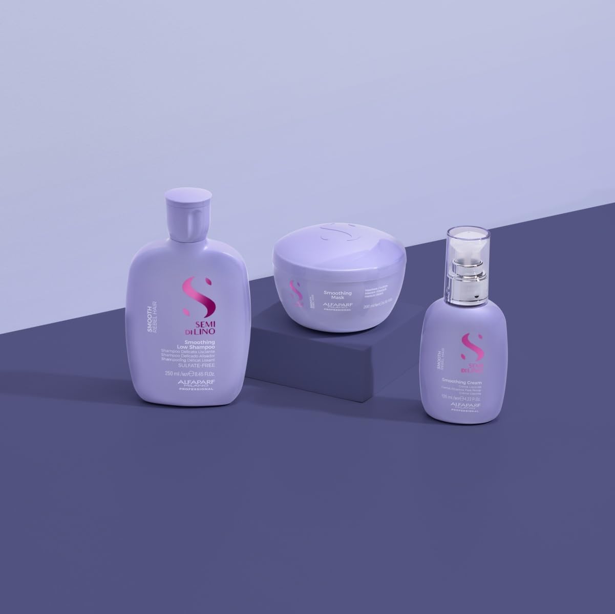 Alfaparf Milano Semi Di Lino Smooth Gift Set - Sulfate-Free Shampoo, Hair Mask & Smoothing Cream for Frizzy Hair