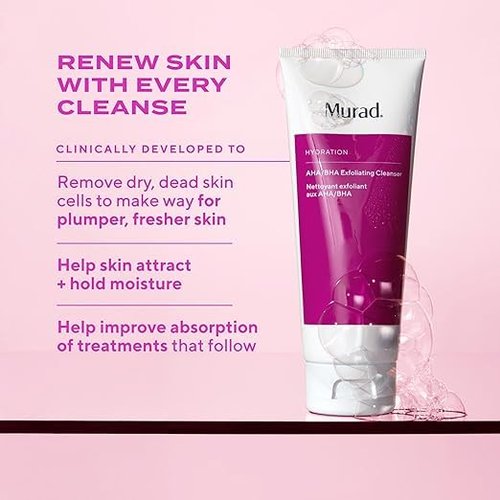 Murad AHA/BHA Exfoliating Cleanser - Triple-Action Face Wash with Salicylic, Lactic & Glycolic Acids - Smooths & Revitalizes Skin