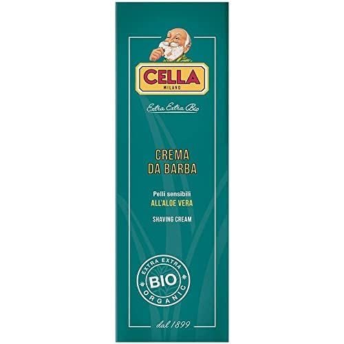 Cella Milano Organic Aloe Vera Shaving Cream - Rich Protective Lather, 150ml - Ideal for Shaving Brush, Made in Italy
