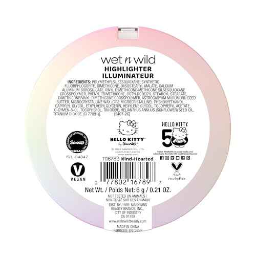 wet n wild Hello Kitty Highlighter, Multi-Dimensional Glow with Iridescent Pearls, Silky-Smooth Buildable & Blendable Formula, Cruelty-Free & Vegan - Kind Hearted