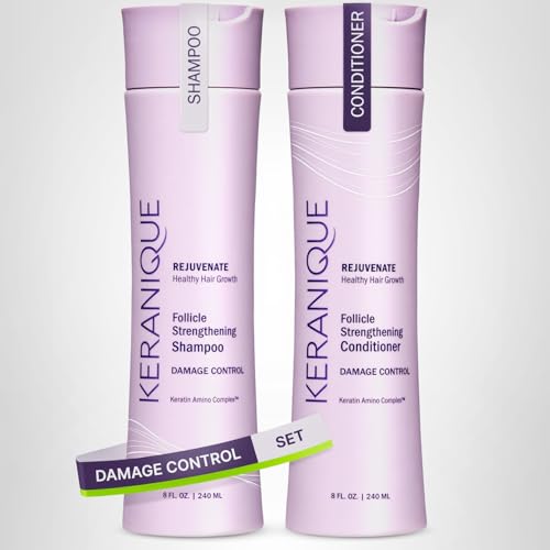 Keranique Damage Control Anti-Breakage Shampoo & Conditioner for Damaged, Thinning Hair – Intense Repair, Strengthening with Keratin, Biotin, Panthenol – Sulfate & Paraben Free, Keratin Amino Complex™