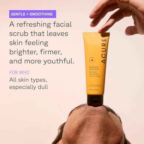 Acure Brightening Facial Scrub - Exfoliating Face Wash, Gentle Daily Scrubber & Exfoliator for Women & Men for Radiant Skin, Cleansing Wash with Sea Kelp & French Green Clay - 4 fl oz (2 Pack)