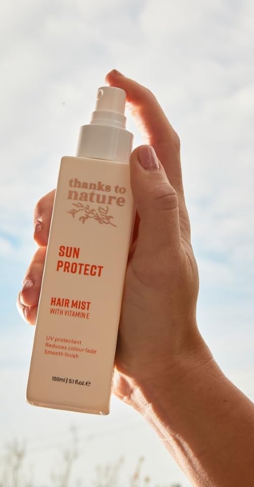 thanks to nature Sun and Heat Protection Spray for Hair, Lightweight Hair Care that Prevents Breakage, Reduces Frizz, Hair Mist with vitamin E, grapeseed, jojoba, argan and coconut oil, 5.1 fl oz