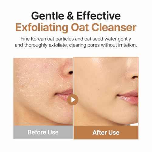 Purito Oat Exfoliating Facial Polish Cleanser - Hydrating Daily Face Wash with Gentle Scrub Clay Pore Minimizing Panthenol, Oat Seed Water Vegan, Non-comedogenic Korean Skin Care 5.07 fl.oz