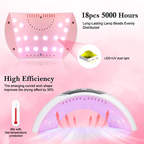 Wisdompark UV LED Nail Lamp, 54W UV Light for Gel Nails with Automatic Sensor/3 Timer Setting Professional Nail Dryer Gel Polish Curing Lamp Nail Art Tools