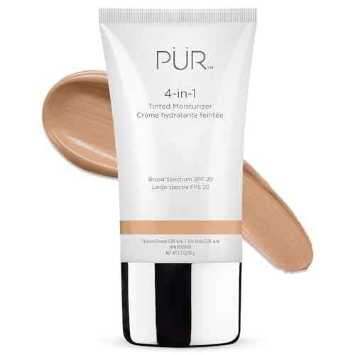 P?R Beauty 4-in-1 Tinted Moisturizer With SPF 20 - Hydrating Face Moisturizer, Primer, & Foundation With Shea Butter, Aloe Vera & Vitamin B3 - Vegan Friendly - Free of Paraben, Gluten & BPA