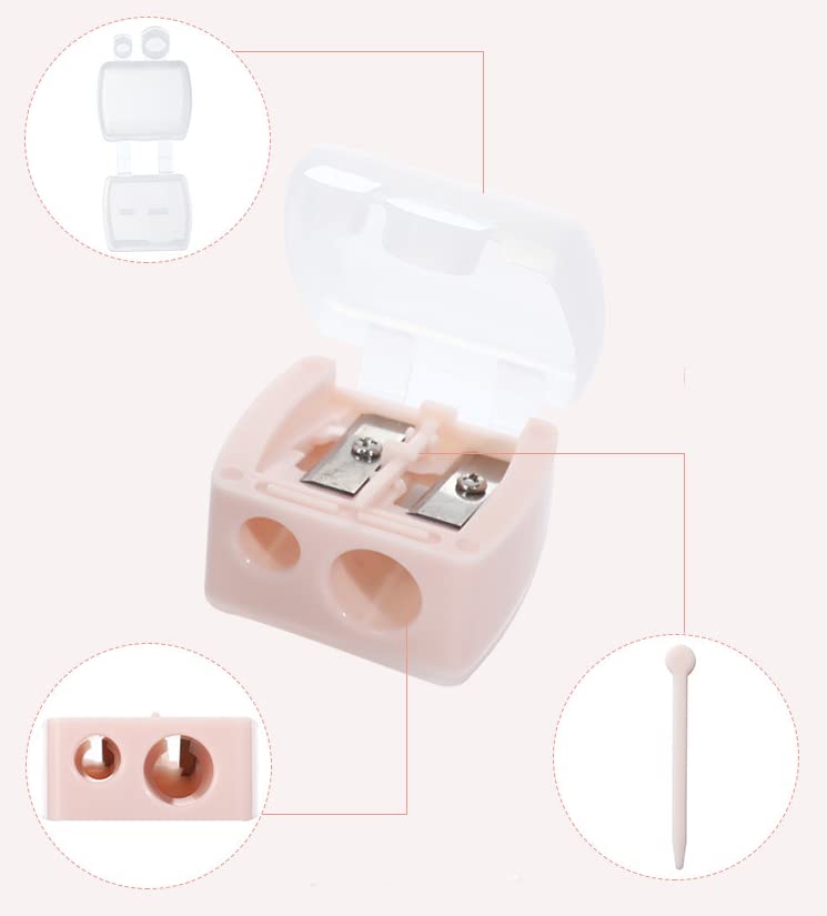 WOIWO 2PCS Double Hole Pencil Sharpener Makeup Pencil Eyebrow Pencil Eyeliner Pencil Planer Pencil Sharpener Makeup Aid Tool