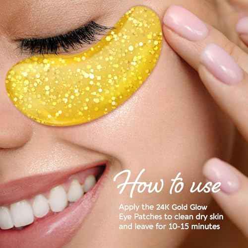 MAREE 24k Gold Under Eye Gels for Dark Circles and Puffiness - Collagen & Hyaluronic Acid Skincare Gel Pads - Gold Eye Patches for Puffy Eyes and Dark Circles - Under Eye Masks - Travel Essentials