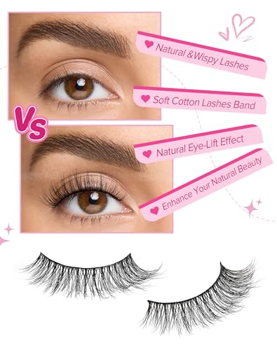 Cat Eye Lashes Light Short Eyelashes Natural Look Thin Band Winged Mink Lashes Short Small Strip Fake Lashes Pack 16mm Foxy False Eyelashes 76-ICON