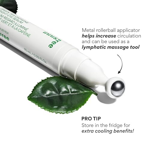 Innisfree Green Tea Eye Serum - Caffeine & Niacinamide Roll-On for Hydration & Brightening
