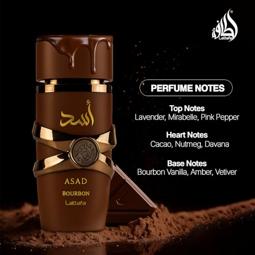 Lattafa Asad Bourbon for Unisex Eau de Parfum Spray, 3.4 Ounce / 100 ml | for Unisex