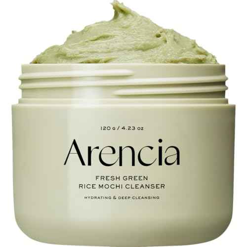 ARENCIA Korean Rice Mochi Face Cleanser - Face Wash, Gentle Scrub All in One for Deep Cleansing, Moisturizing, Pore Minimizing, Acne-Prone Skin, Removing Blackhead with Rice Water & Green Tea