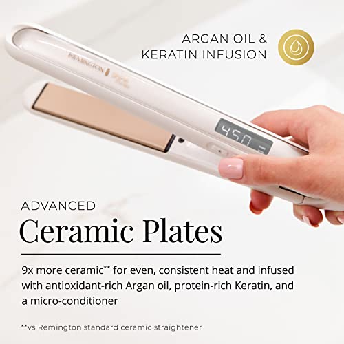 Remington Shine Therapy 1 inch Hair Straightener Iron, Flat Iron for Hair Infused with Argan Oil & Keratin, Professional Ceramic Flat Iron for Less Frizz, Shinier & Smoother Hair, Hair Styling Tools