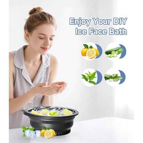 Face Bowl for Ice with Built-in Ice Tray ? Collapsible Silicone Facial Ice Bath Bowl for Cold Plunge Therapy, Skin Tightening & Acne Relief ? Portable Spa Tool for Home & Travel(Black)