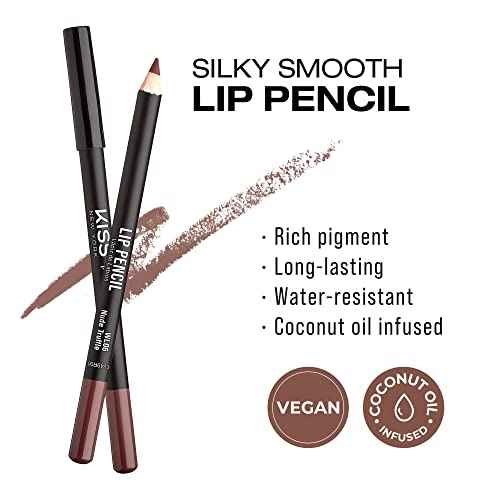 KISS NEW YORK Professional Slim Lip Pencil, Creamy Soft Lip Liner, Smooth Long-Lasting Rich Lip Color, Natural Lip Makeup, Water-Resistant Lip Crayon (Nude Truffle)