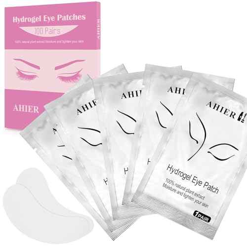 AHIER Eyepads Eyelash Extensions Lint Free, 100 Pairs Set Eye Pads for Lash Extensions, Hydrogel Eye Patch DIY False Eyelash Lash Extension Makeup Eye Gel Pad