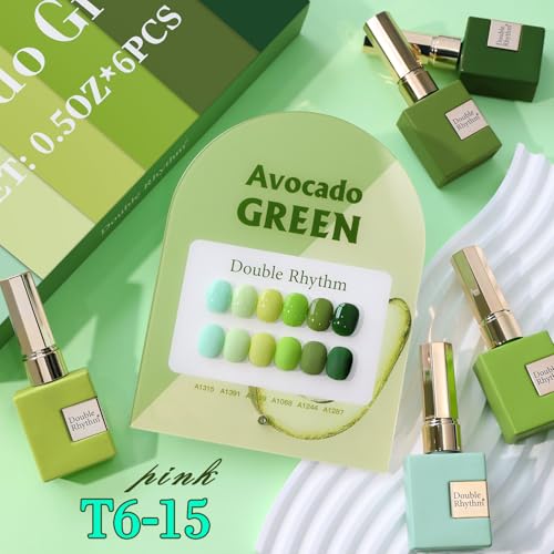 Double Rhythm 6 Pcs 15 ML Gel Polish Set Same Color Same Bottle Soak Off Gel Polish Kit Nail Art Manicure Salon DIY at Home for Women (Neon Light Pink Purple Burgundy Red-T6-8)