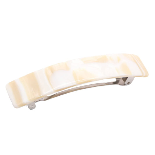 French Amie Oblong Handmade 3.5" Celluloid Automatic Hair Clip Barrette Hair Clip for Girls Strong Hold Hair Clips for Women No Slip Durable Paris Hair Accessories, Made in France (Cream Nouget)