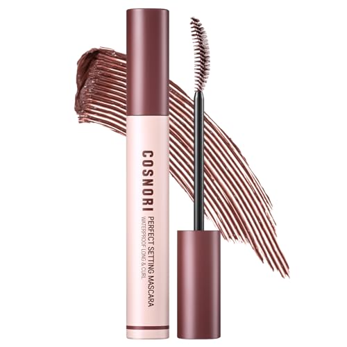 COSNORI Perfect Setting Waterproof Mascara Volume & Curl - Volumizing Mascara Black – Thicker, Voluminous Eyelashes – Waterproof, Smudge Proof, Clump Free – Irritation Free Tested, 0.24 fl.oz.