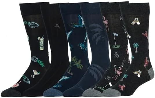 Tommy Bahama Men's Casual Crew Socks - Comfortable 6-Pair Set for Everyday Wear