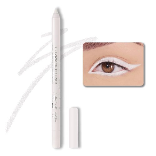Evpct White Gel Glitter Eyeliner Pencil Set - Waterproof & Smudge-Proof for Stunning Eye Makeup | 1 Piece