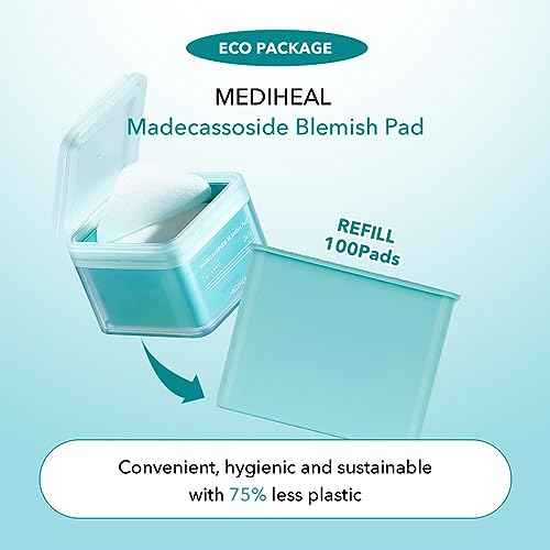 (Only Refill) Mediheal Madecassoside Blemish Pad (100 ) - Cotton Facial Toner Pads for Anti Blemish to Improved Uneven Skin Tone - Vegan Gauze
