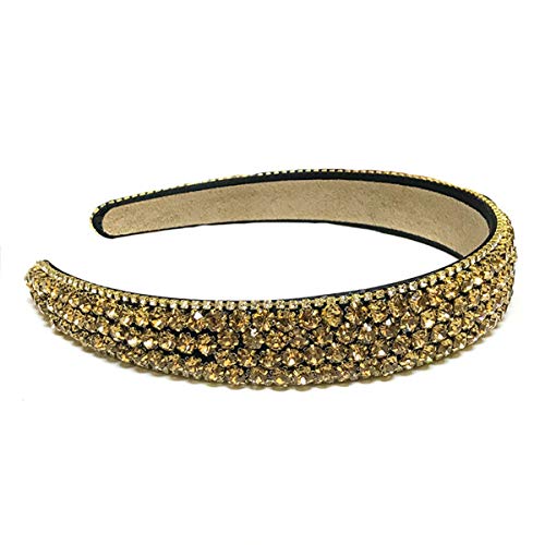 Shining Colorful Rhinestone Crystal Wide Side Headband Hair Hoop Fashion Women Hairstyle Headwear Accessorie (Champagne)