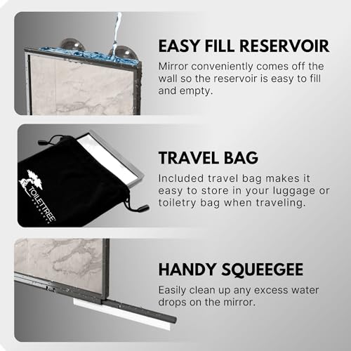 ToiletTree Products Fogless Shower Bathroom Mirror with Squeegee and Travel Bag