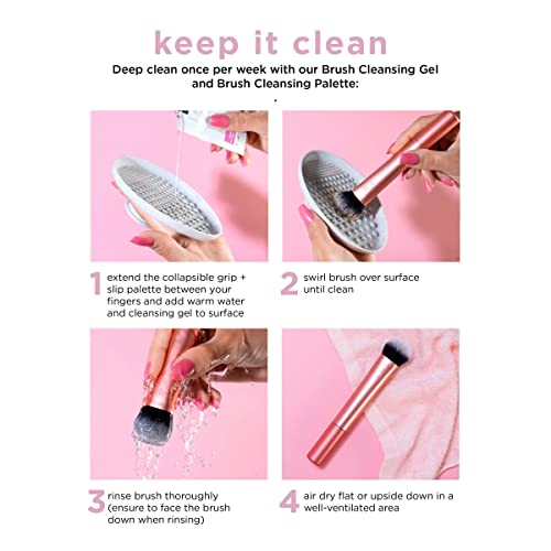 Real Techniques Snatch + Sculpt Contour Makeup Brush, For Liquid & Cream Contour & Bronzer, Flat Top & Oval Head For Blending & Buffing, Dense, Synthetic Bristles, Vegan & Cruelty Free, 1 Count