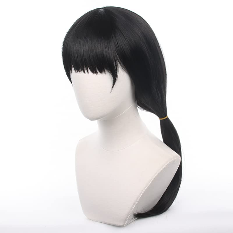 XiongXiongLe Mitaka Asa Black Long Two Braids Wig Cosplay Anime Chainsaw Man Women's Costume Heat Resistant Fiber Synthetic Hair with Cap Wig for Party Halloween(Mitaka Asa)