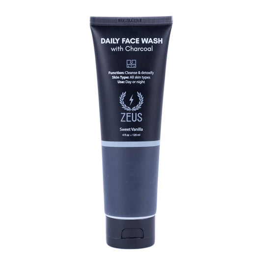 ZEUS Charcoal Face Wash for Men - Detoxifying Daily Cleanser for Oily Skin & Blackhead Removal