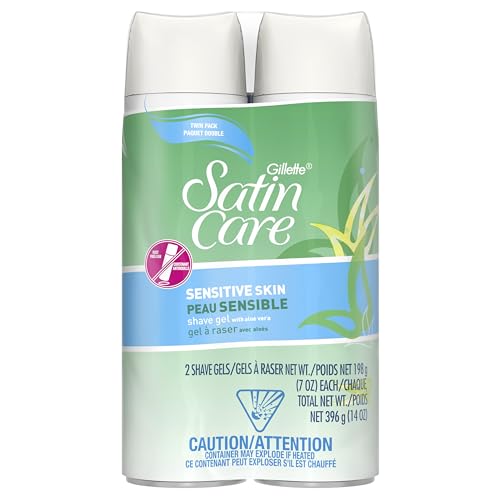 Gillette Venus Satin Care Sensitive Skin Shave Gel for Women, 7 Oz, Pack of 2