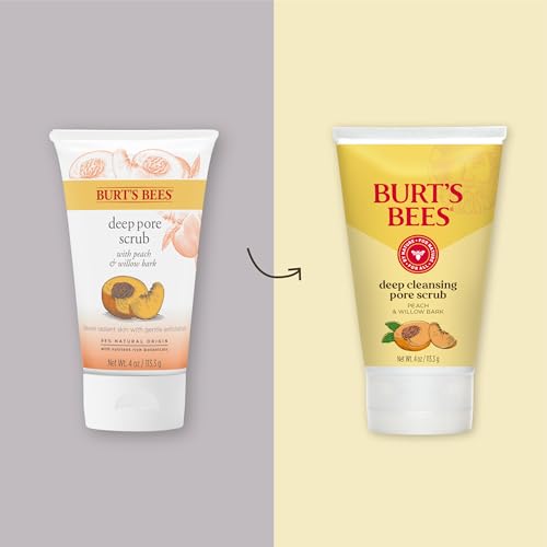 Burt's Bees Deep Cleansing Pore Scrub with Peach and Willow Bark, 4 Ounces, Pack of 3