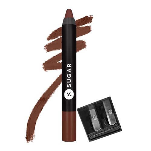 SUGAR Cosmetics Matte As Hell Crayon Lipstick26 Vianne Rocher (Deep Chocolate Brown) with SharpenerHighly pigmented, Creamy Texture, Long lasting Matte Finish