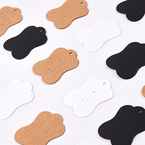 FINGERINSPIRE 300Pcs Hair Clip Display Cards Butterfly Shape Cardboard Paper (Black White Brown) Hairpin Display Cards Kraft Cards for Hair Bow Hair Clips and Hair Accessories 2 x2.8 Inch