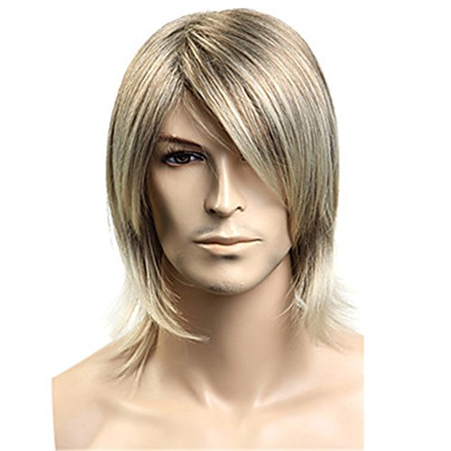 Aimole Blonde Straight Wig Synthetic Hair For Men Cosplay Halloween Medium Long Wigs