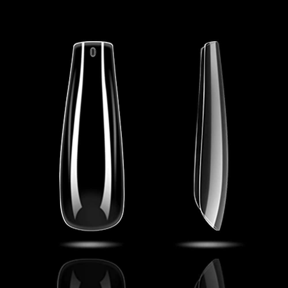 Long Fake Nails - Clear Acrylic Coffin Shaped Ballerina Nails Tips BTArtbox 500pcs Full Cover False Artificial Nails with Case for Salons and DIY Nail Art, 10 Sizes