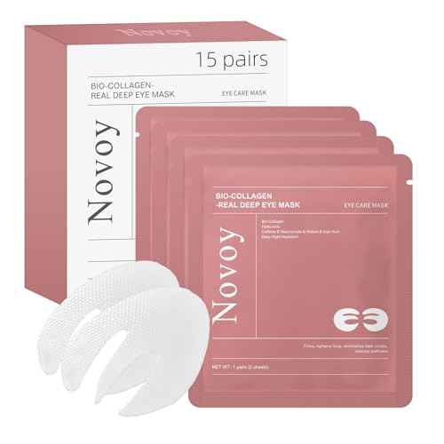 Novoy 15 Pairs Bio-Collagen Real Deep Eye Patches - 6-in-1 Retinol Overnight Eye Patches for Dark Circles, Puffiness & Wrinkles | 2% Caffeine+Hyaluronic+Niacinamide, Korean Popular Eye Mask - ROSE