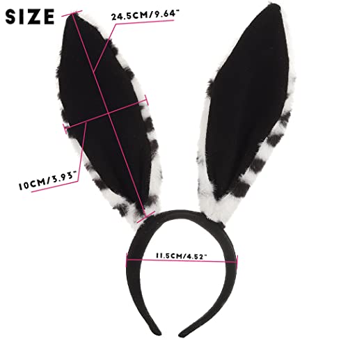 Jerany Plush Bunny Ears Headbands Cute Rabbit Hairbands Cosplay Party Sexy Hair Hoop for Women and Girls (A-Black)