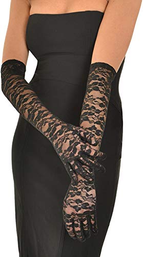 amscan 841417 Black Floral Lace Gloves for Adults, 1 Pair