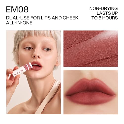 INTO YOU Lipstick For Women, Velvet Matte Finish Lip Stain, Lipstick Long Lasting, Lip Tint, High Impact Lipcolor With Lightweight Lip Mud Texture, Dual-Use For Lips And Cheek, Nude Lipstick (EM08)