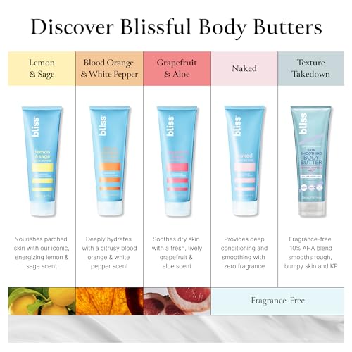 Bliss Body Butter - Lemon and Sage Body Butter - Maximum Moisture Cream - 32 Fl Oz - Body Lotion for Dry Skin - Long-Lasting Moisturizer for Women & Men - Vegan & Cruelty-Free