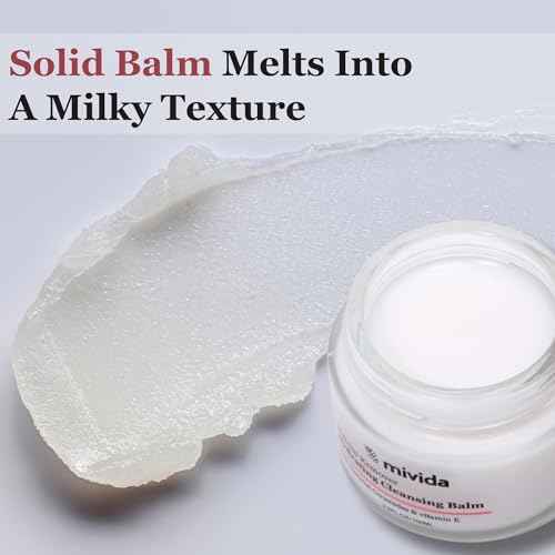 mivida Makeup Melting Cleansing Balm, Waterproof Makeup Remover with Ceramides, Vit E & Hyaluronic-Acid, Hydrating and Gentle Cleanser for Norished Skin, value Size 3.5 fl oz