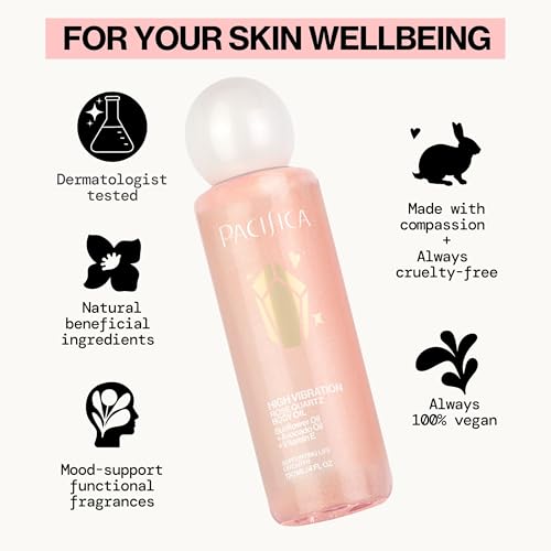 Pacifica Bronzing Body Oil – Crystal Bronze Shimmering Oil for Natural Sun-Kissed Glow, Hydrating Body Illuminator, Vanilla Coconut Scent, Vegan & Cruelty-Free, Clean Beauty, 4 fl oz