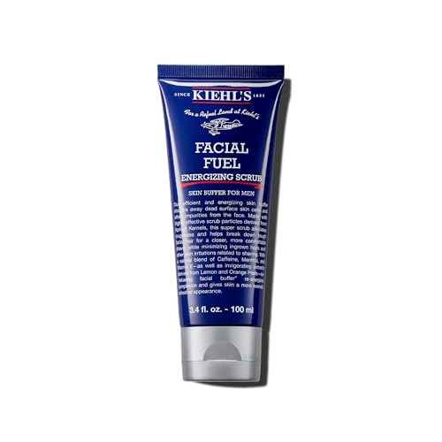 Kiehl's Facial Fuel Exfoliating Face Scrub, Facial Cleanser for Men, Smooths Skin & Removes Dead Skin, Dirt & Oil, Helps Soften Tough Facial Hair, with Caffeine, Menthol, Vitamin E & Citrus Extracts