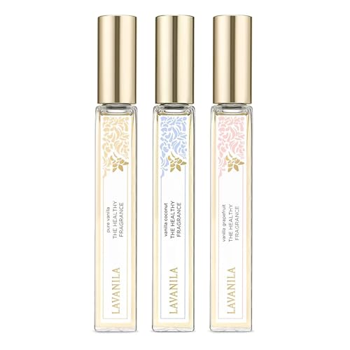 Lavanila Roller Perfume Set of 3 (10ml Each), Includes Pure Vanilla + Vanilla Coconut + Grapefruit - The Healthy Fragrance for Women, Clean and Natural